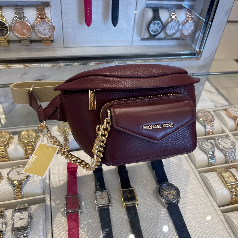 Michael Kors Maisie 2 In 1 Small Leather Waist pack Fanny pack Bag (Oxblood) MK - Picture 14 of 16